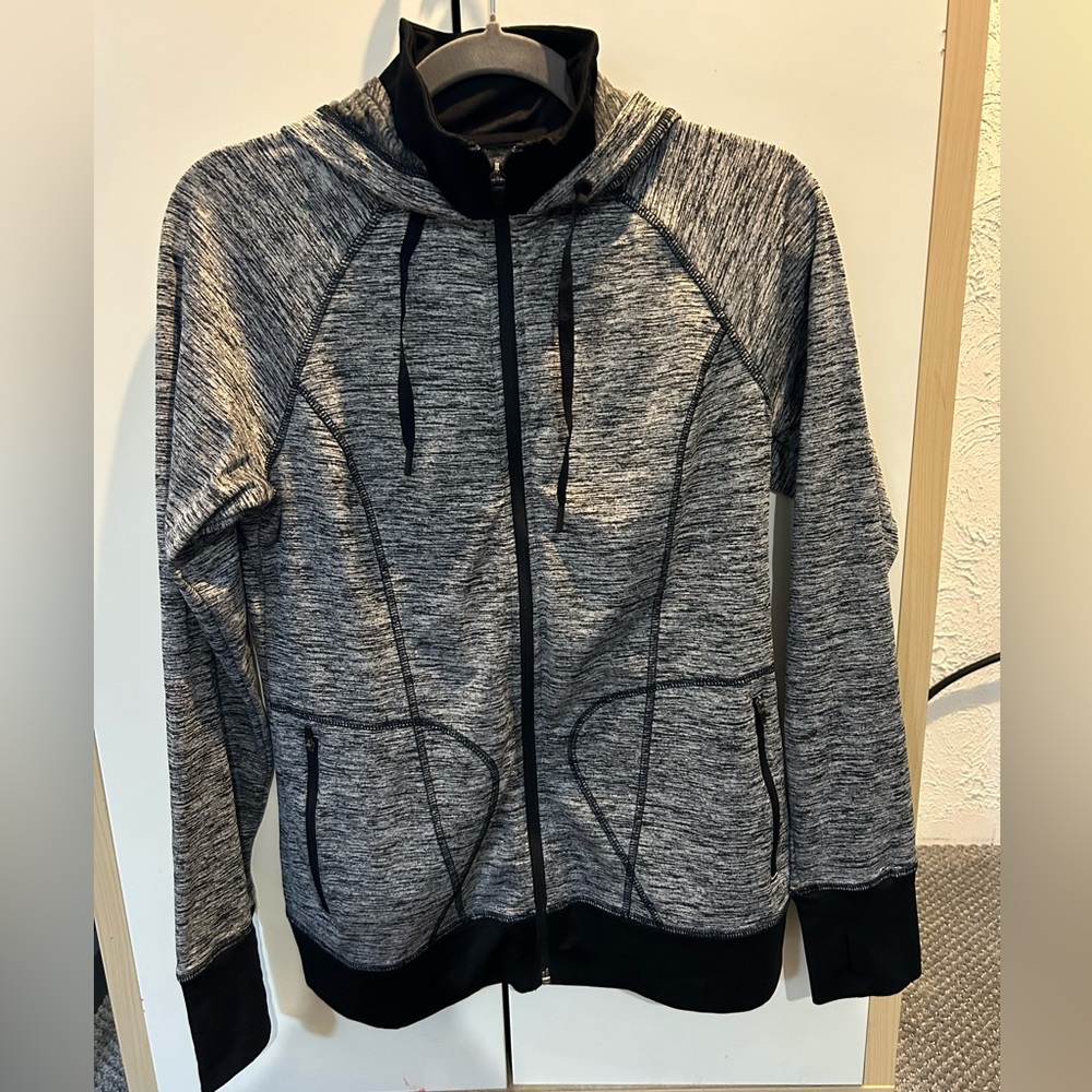Eddie Bauer Ladies Black and Grey Heather light weight hoodie size medium